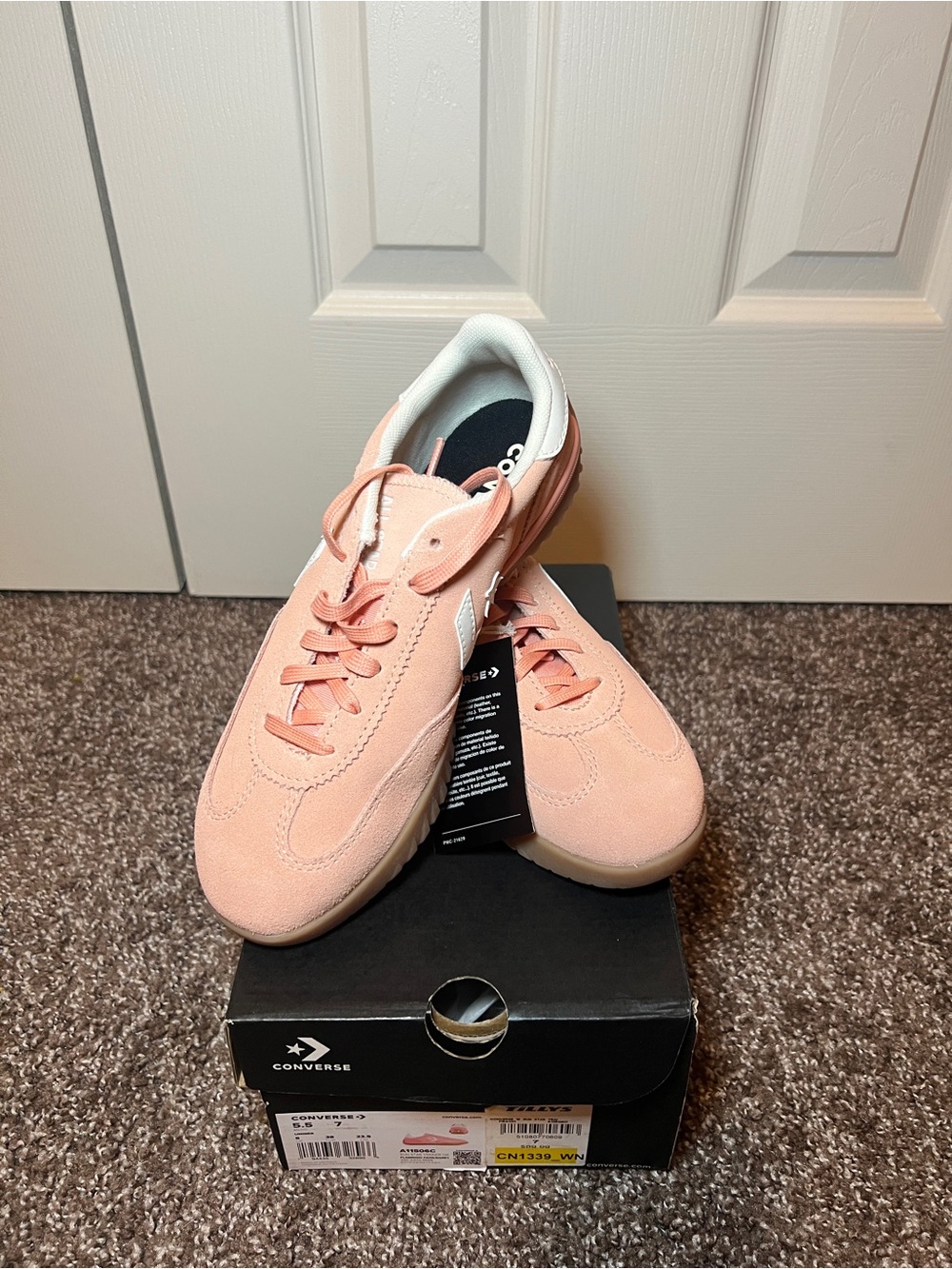 Converse Women's Peach Suede Low-Top Sneakers with White Trim